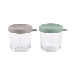 Béaba pack of 2 glass jars 250ml grey/green