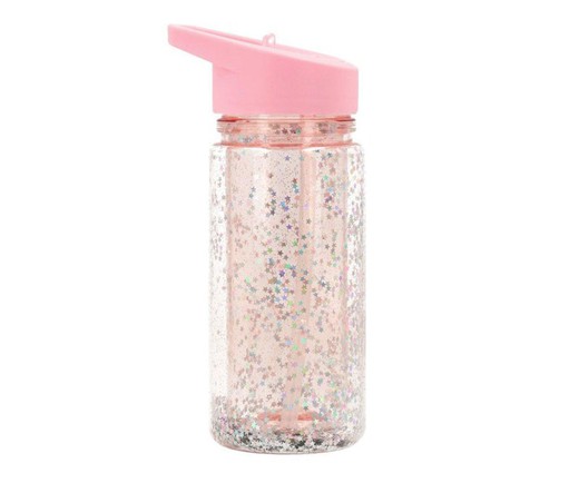 Botella de plástico con pajita Glitter Stars Tutete