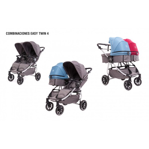 Easy Twin 4 carrito gemelar COMPLETO con CHASIS SILVER — Noari Kids