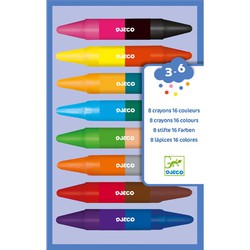 Colori per bambini 8 pastelli doppi Djeco