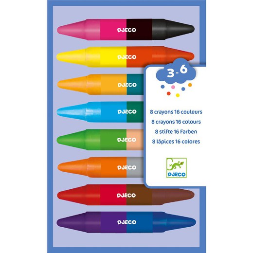 Colors for kids 8 Djeco double crayons