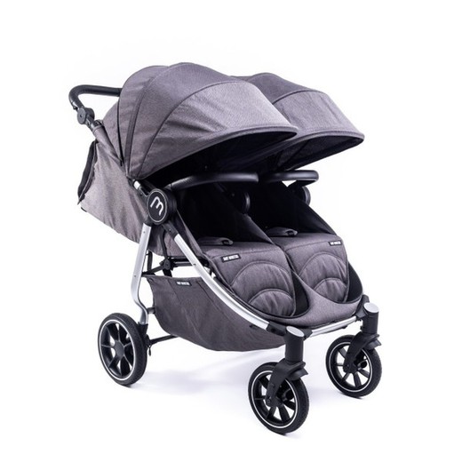Easy Twin 4 COMPLETE twin stroller with SILVER CHASSIS