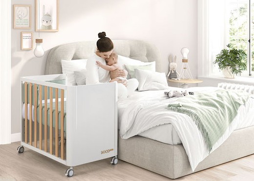Minicuna 90x50 DOCO Sleeping STYLE con colchón, nórdico, protector y bajera  — Noari Kids