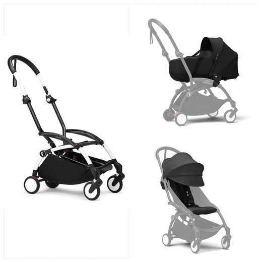 Cochecito Stokke YOYO³ con capazo y silla (chasis blanco)