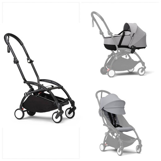 Cochecito Stokke YOYO3 con capazo y silla (chasis negro)