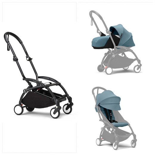 Cochecito Stokke YOYO3 con pack recién nacido y silla (chasis negro)