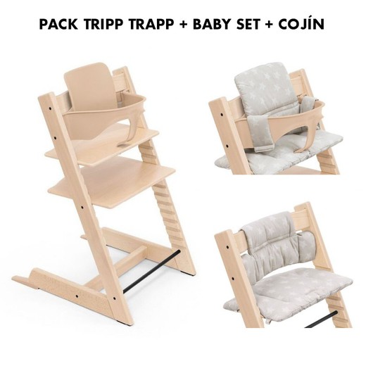 Stokke Tripp Trapp Chaise Haute + Set Bébé + Pack Coussin