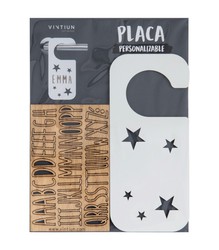 Placa pomo puerta con kit de letras modelo Estrellas