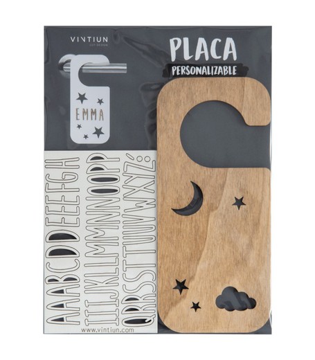 Placa pomo puerta con kit de letras modelo Noche