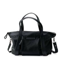 Sac à langer Storksak + Bugaboo en cuir noir (cuir avec intérieur bleu pétrole)