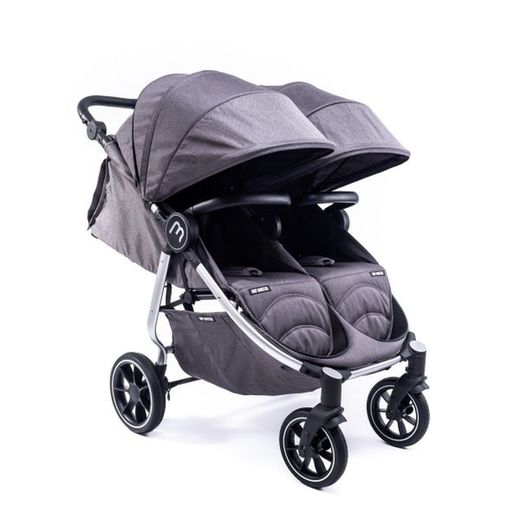 Easy Twin 4 COMPLETE Zwillingskinderwagen mit SILBERNEM FAHRGESTELL