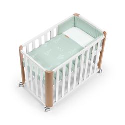 Minicuna/cuna/cama DOCO Sleeping PLUS++ con colchón, nórdico, protector y bajera (90x50)