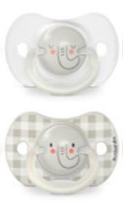 Pack x2 Sucettes silicone avec anneau lumineux 6/18m Suavinex